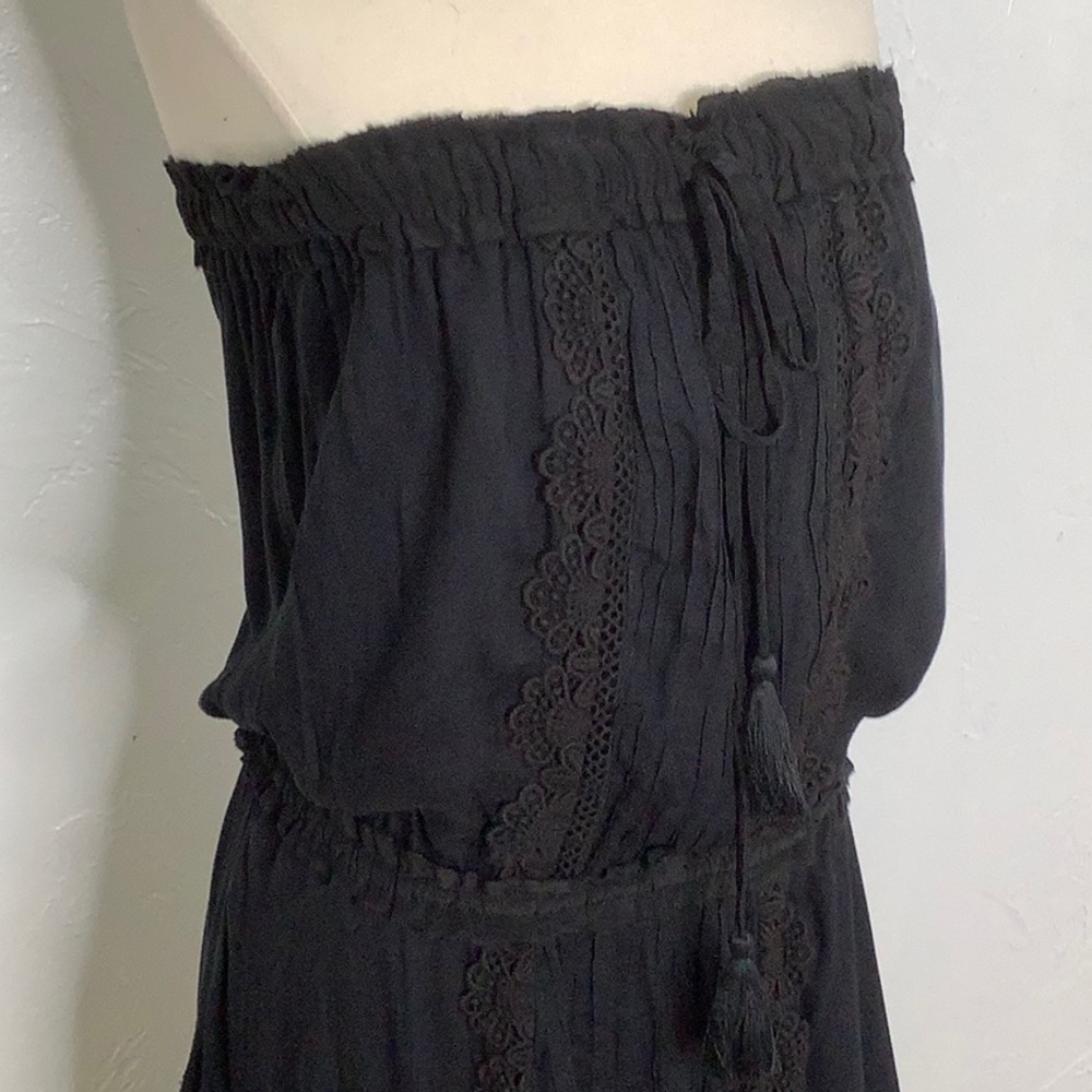 Anthropologie lace front strapless midi dress cotton like size Small EUC - Picture 2 of 14